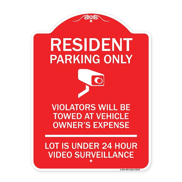 Reserved Parking Resident Parking Only Violators Will Be Towed at Owners Expense Lot, RW-1824-23035
